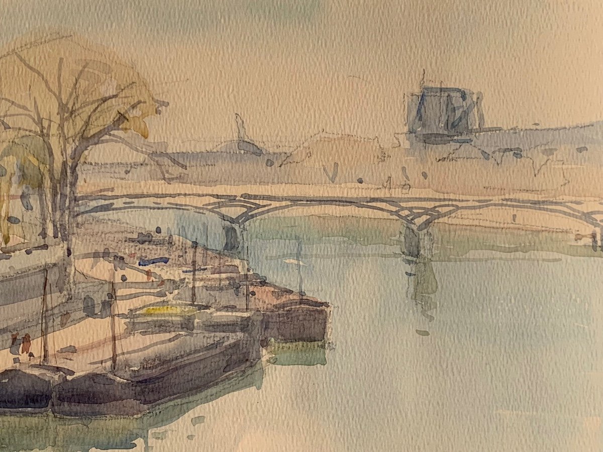 Mikola Krycevski (1898 - 1961) "view Of The Pont Des Arts And The Institut De France" April 1958 Ukrainian-photo-4