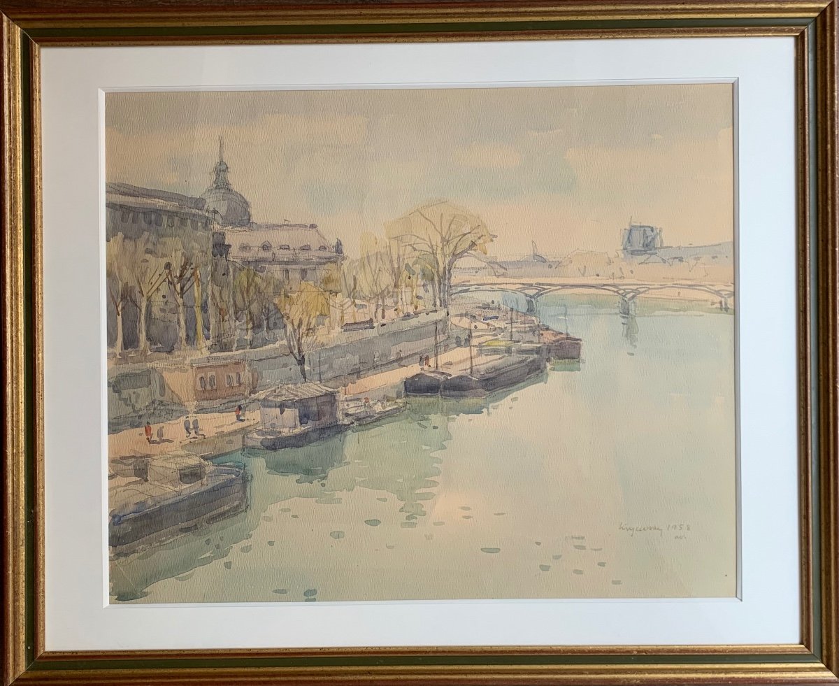 Mikola Krycevski (1898 - 1961) "view Of The Pont Des Arts And The Institut De France" April 1958 Ukrainian