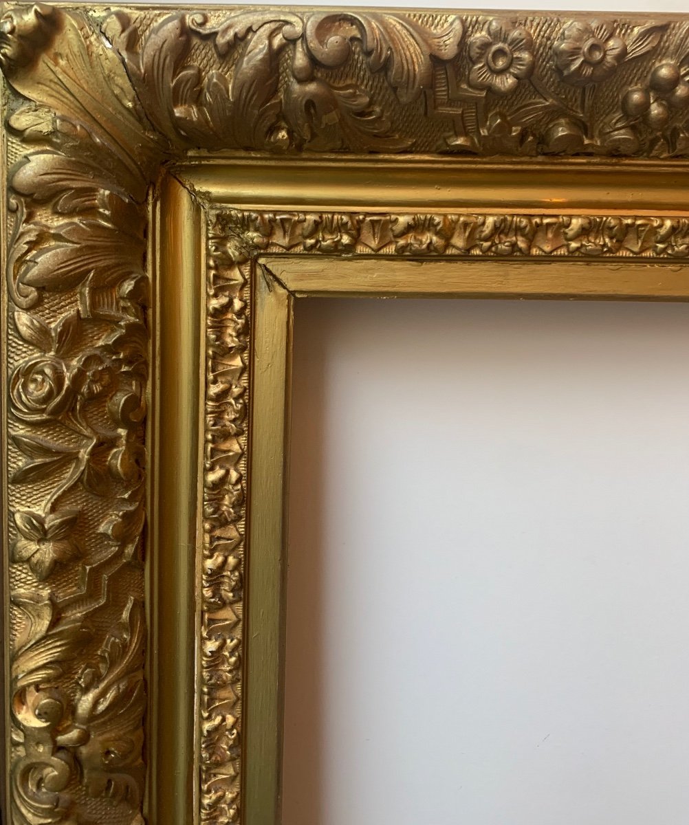 Old Carved And Gilded Frame From The End Of The 19th Century - P. Hombert Fils - 48 X 57 Cm-photo-2