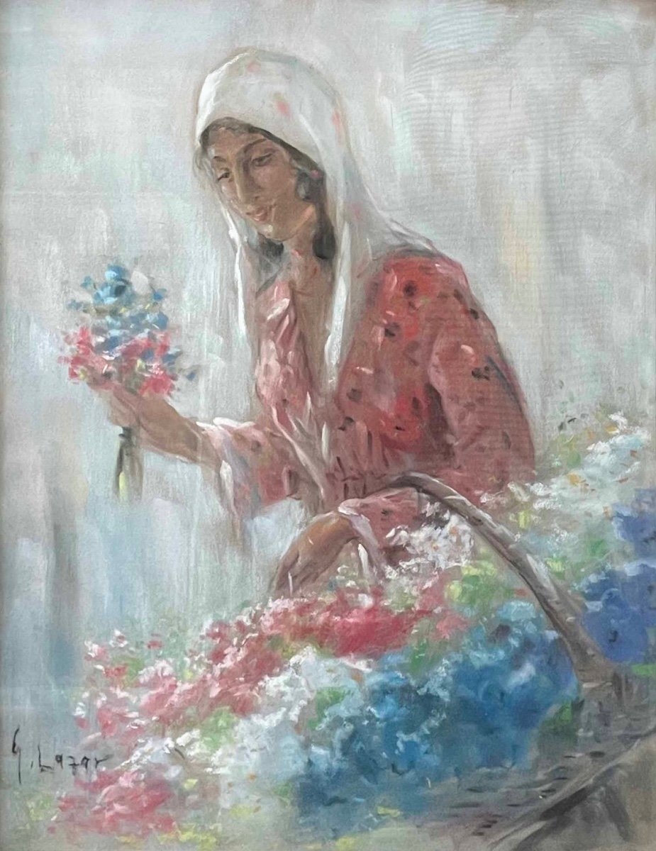 Gheorghe Leizer (1887-1975) ou Ghelman Lazăr (1887-1976) - La Vendeuse De Fleurs 