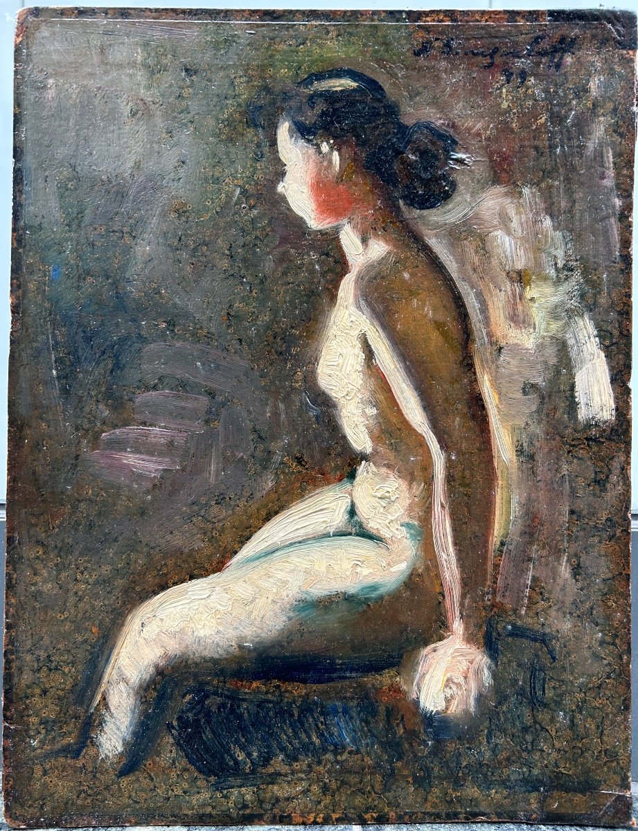 Nicolas Sinezouboff николя синезуб Study Of Nude Oil On Cardboard