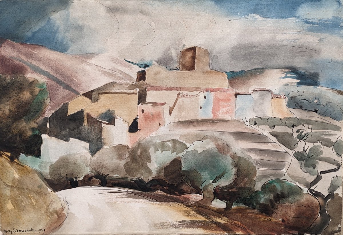 Willy Eisenschitz (1889-1974) Vue d'Un Village En Provence 