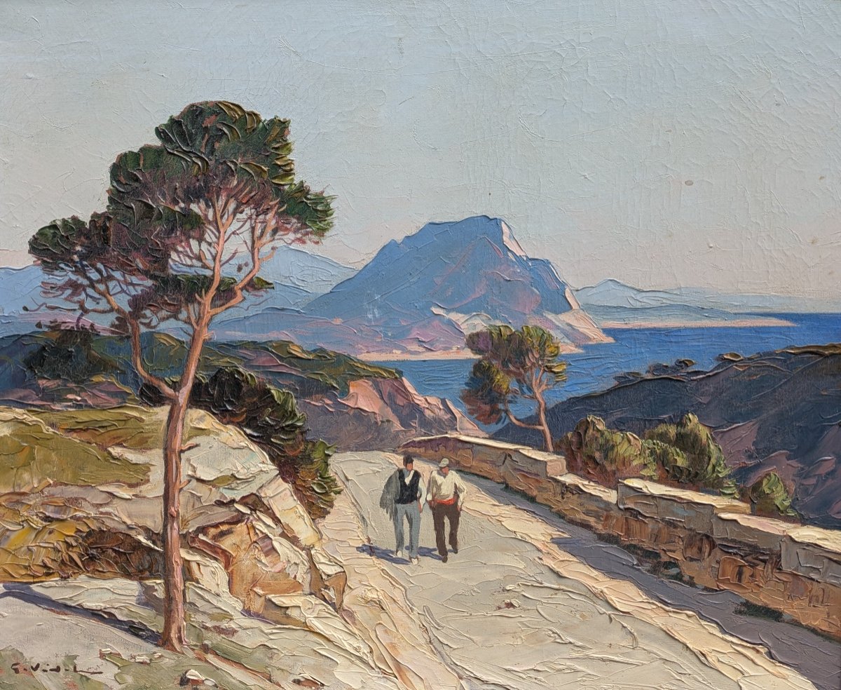 Gustave Vidal (1895-1966) Promeneurs En Corse 