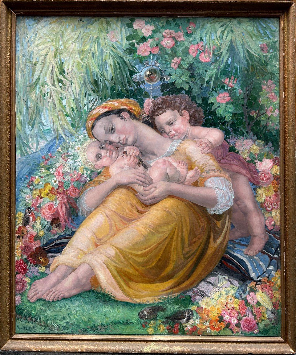 Valentine Lecomte The Flowery Nest Made In 1941 Oil On Canvas-photo-2