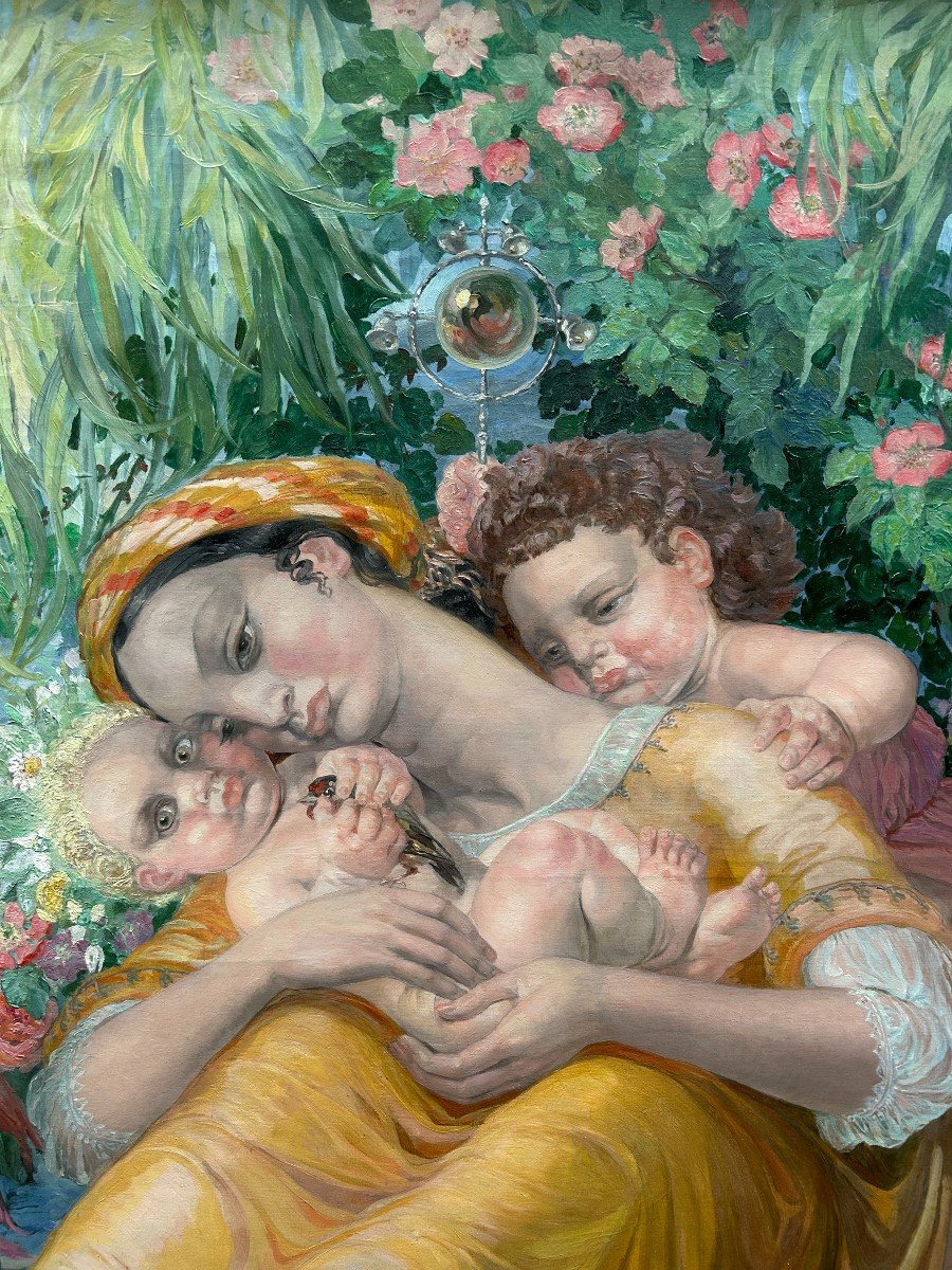 Valentine Lecomte The Flowery Nest Made In 1941 Oil On Canvas-photo-3