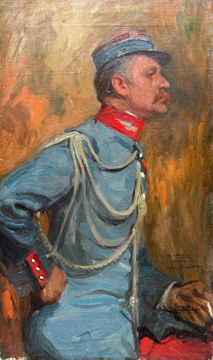 Charles Fouqueray Officer With Cigarette Oil On Canvas-photo-2