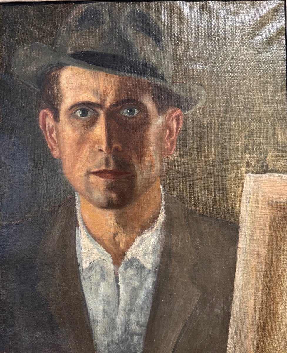 French School Of The 20th Century Self Portrait At The Easel 