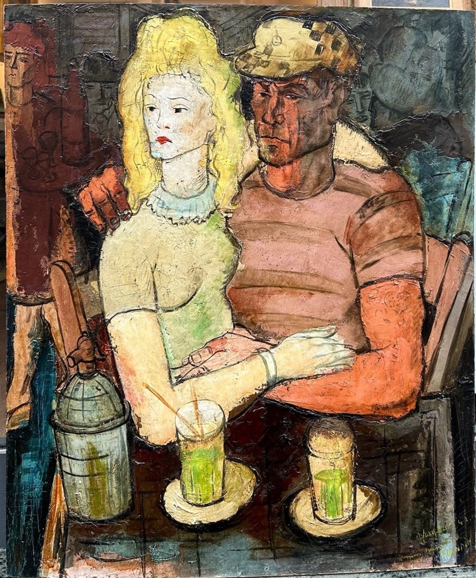 Louis Vergetas (1882-?) Scène De Bar 1942 