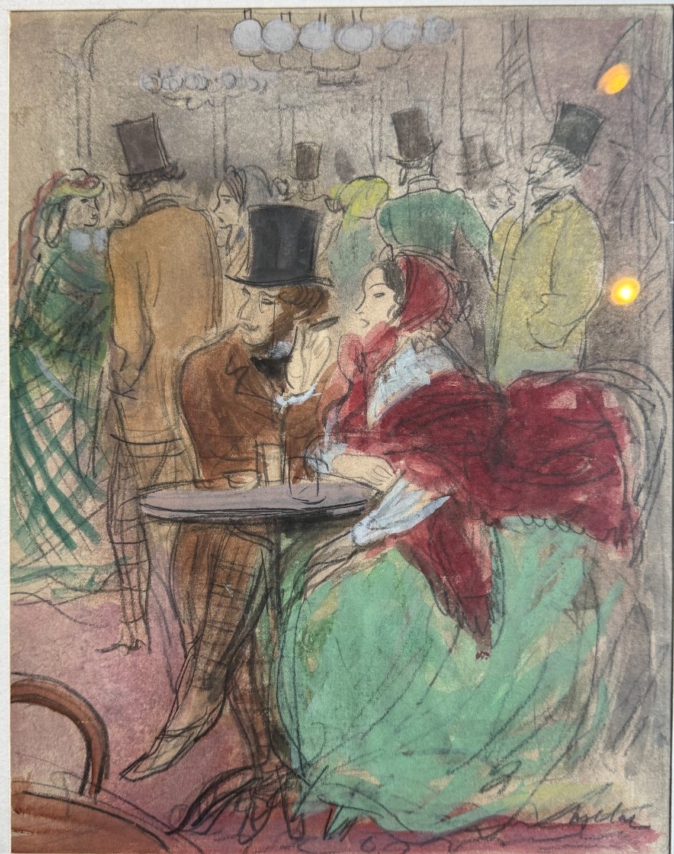 Milivoy Uzelac (1897-1977) Cafe Scene-photo-2