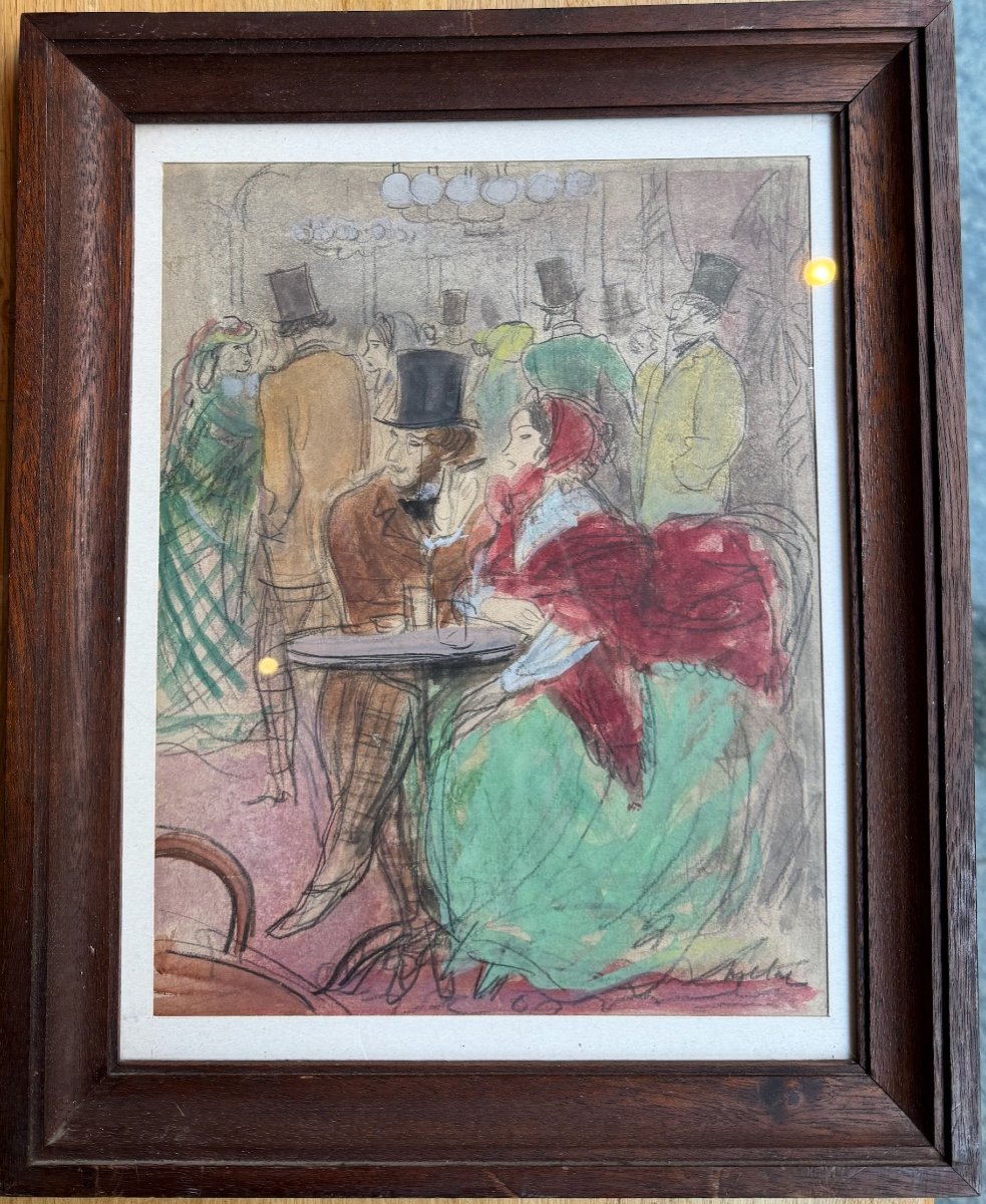 Milivoy Uzelac (1897-1977) Cafe Scene-photo-3