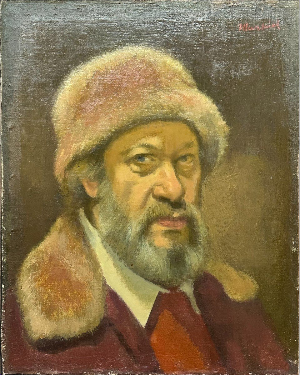 Jacob Markiel (1911-2008), "Autoportrait à La Toque De Fourrure"