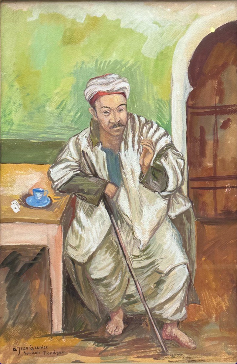 Simon Mondzain (1890-1979), "cafe Scene In Algiers" Circa 1945