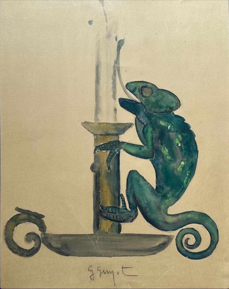 Georges Lucien Guyot (1885-1972), "Chandelier Au Caméléon"