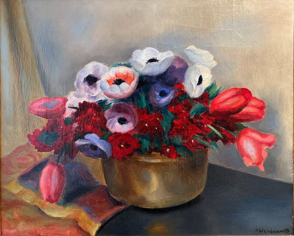 Abraham Wenbaum (1890-1943), "Bouquet d'Anémones" (1936)