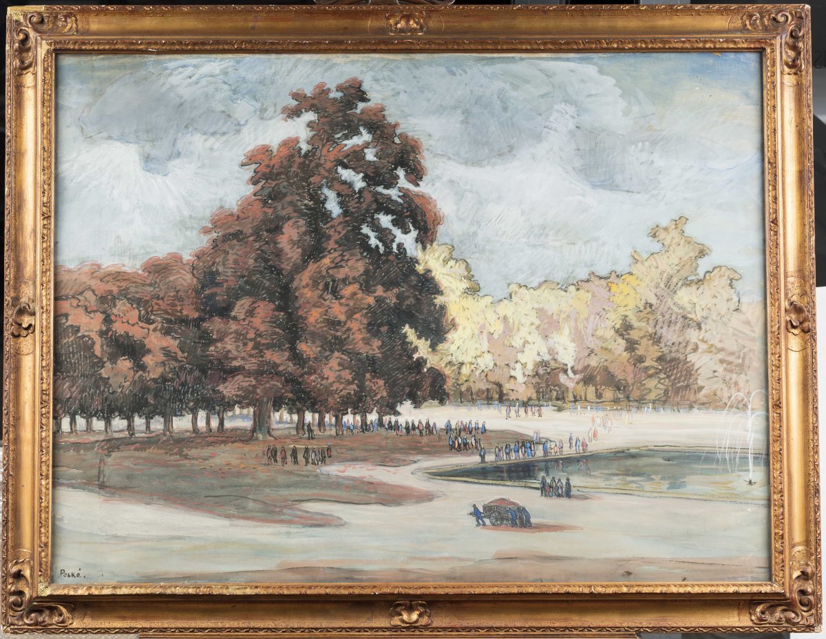 Jean PeskÉ (golta 1870 - Le Mans 1949) Le Parc Technique Mixte Sur Papier  Odessa 