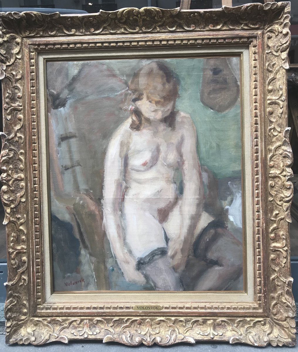 Lazare Volovick (1902 Kremenchug - 1977 Paris) Лазарь Воловик Nude Of Woman In Stockings-photo-3