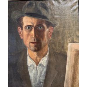 French School Of The 20th Century Self Portrait At The Easel 