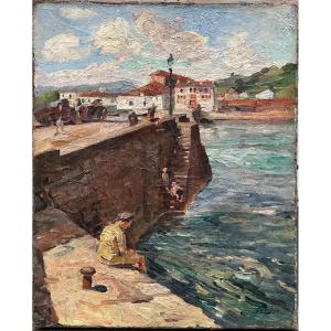 Pierre-gustave Paltz (c. 1890. -?) - Fishing Port In Saint-jean-de-luz