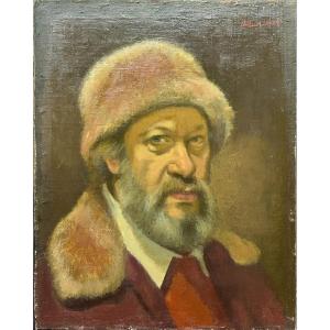 Jacob Markiel (1911-2008), "self-portrait With Fur Hat"