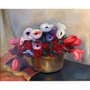 Abraham Wenbaum (1890-1943), "bouquet Of Anemones" (1936)