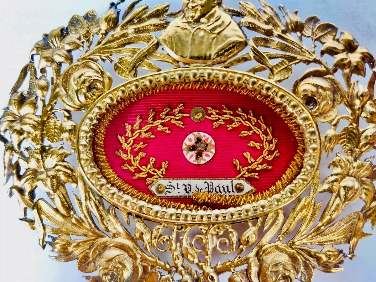 Bijou Reliquaire De Saint Vincent De Paul En Vermeil, XIXe Siècle.-photo-1