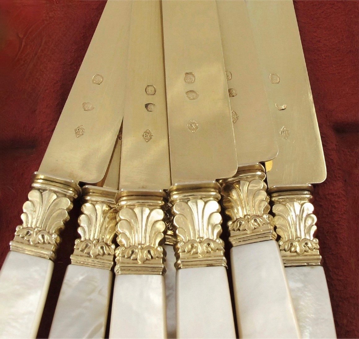 Box Of Knives In Vermeil, Mother-of-pearl And Gold - Poitier - France-photo-4