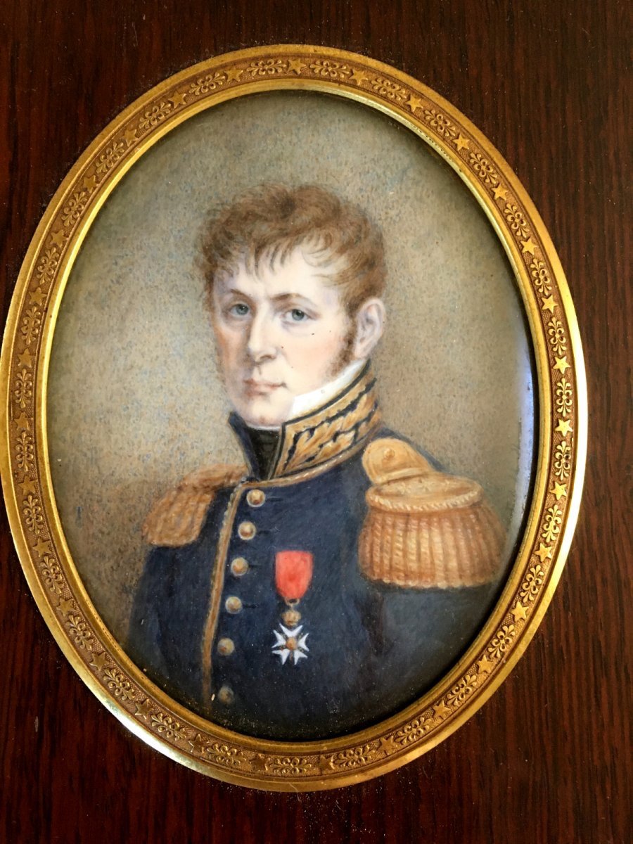 Grande  peinture miniature  Sur Ivoire Du Général De Brigade William Lawless-photo-2