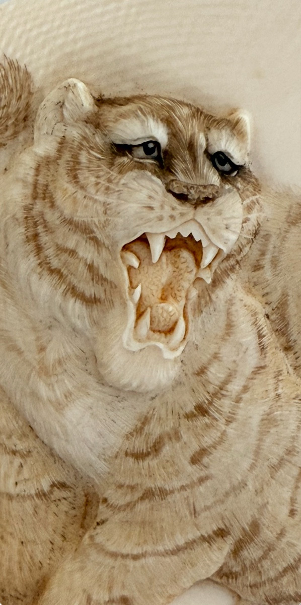 Ivory Okimono Of Tigers, Japan, Late Meiji Period (1868-1912)