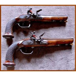 Pair Of First Empire Pistols Signed Renkin