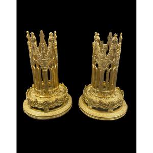 Pair Of Neo Gothic Candles, Viollet-le-duc