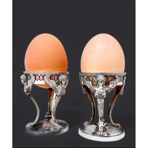 Easter, Empire Egg Cups, Paris 1803-1809, Jja. Blanchard, Solid Silver 