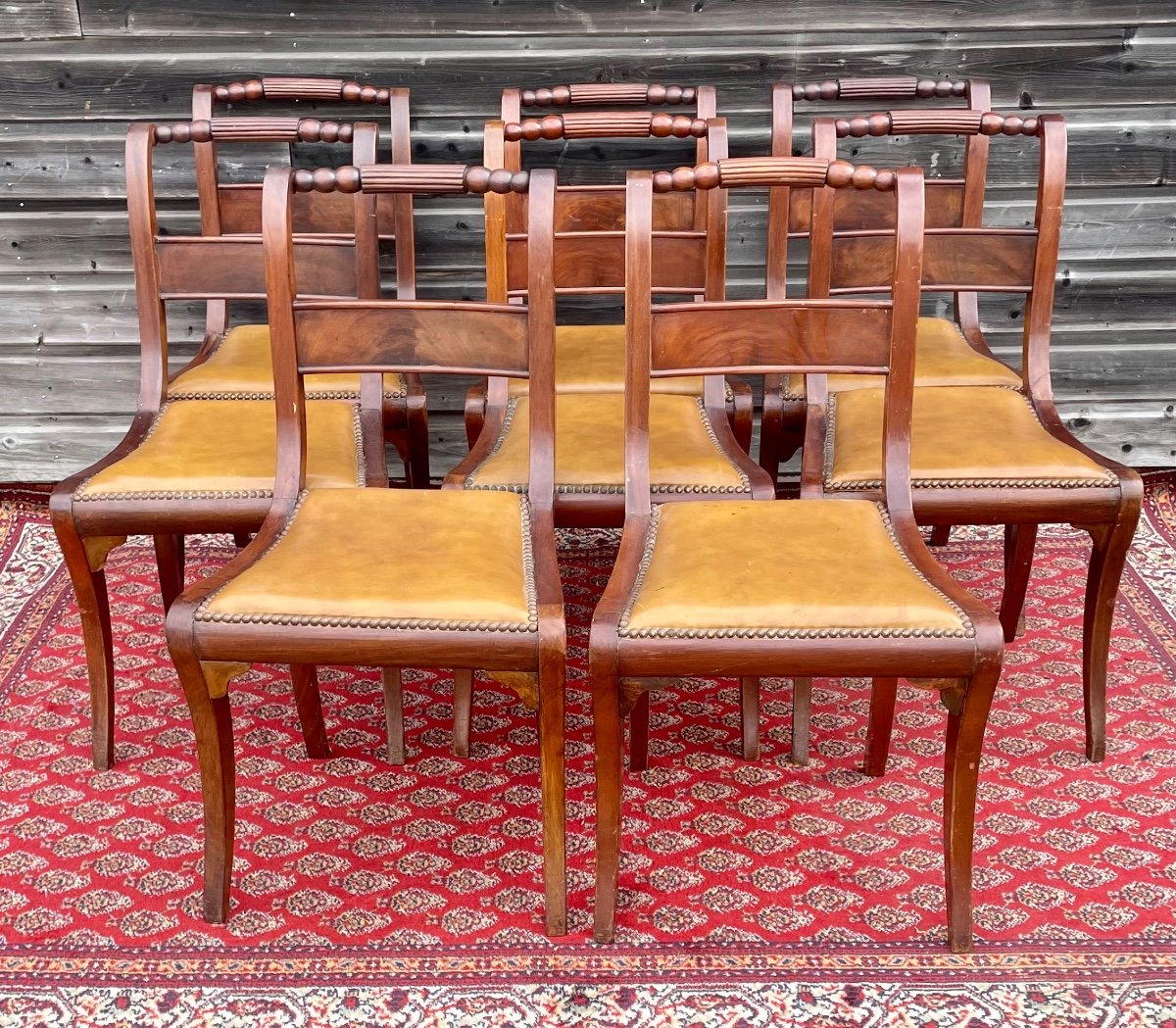 Suite De 8 Chaises En Acajou D’époque 19ème -photo-2