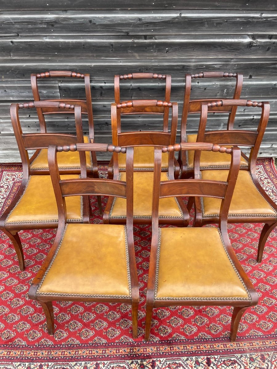 Suite De 8 Chaises En Acajou D’époque 19ème -photo-3