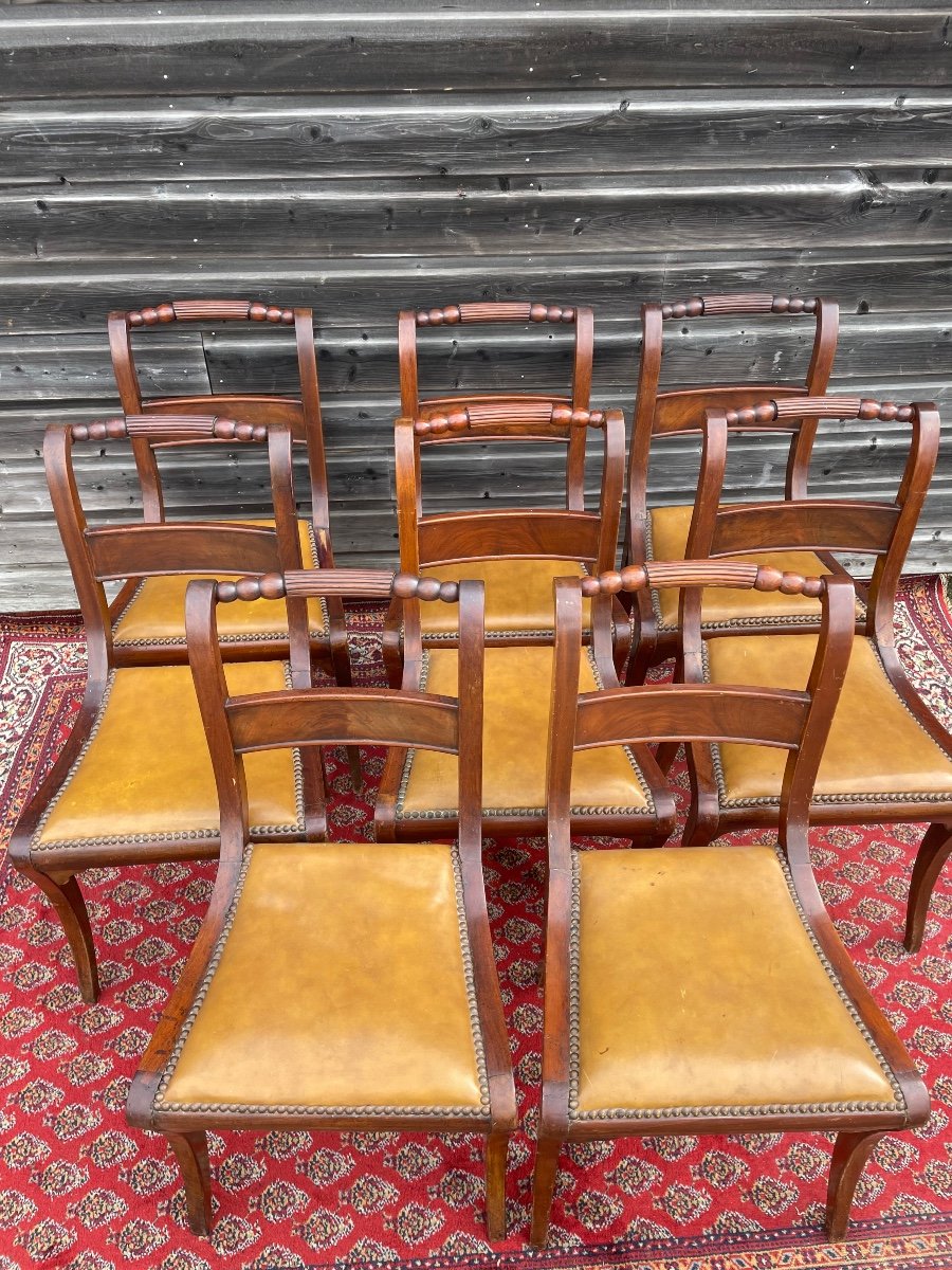 Suite De 8 Chaises En Acajou D’époque 19ème -photo-4