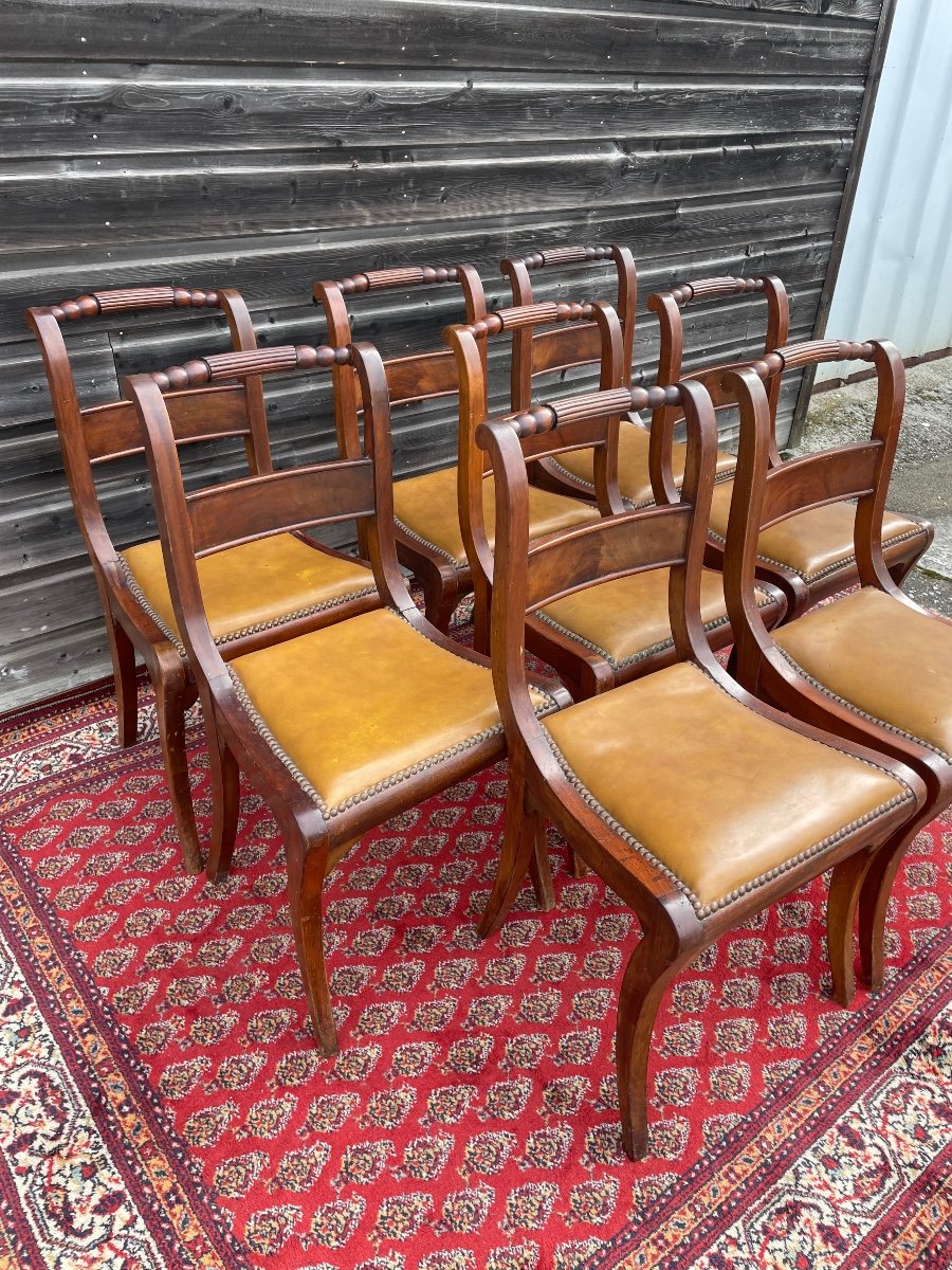 Suite De 8 Chaises En Acajou D’époque 19ème -photo-1