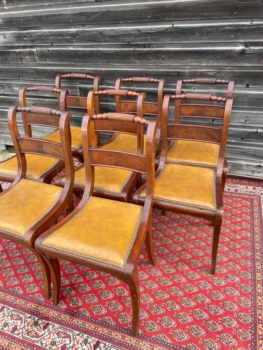 Suite De 8 Chaises En Acajou D’époque 19ème -photo-2