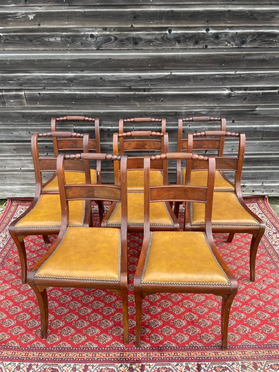 Suite De 8 Chaises En Acajou D’époque 19ème -photo-3