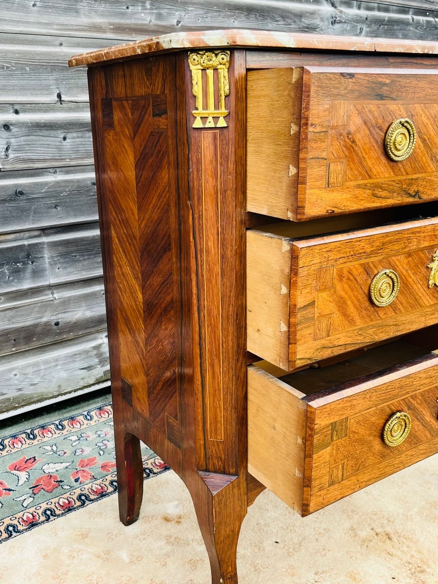 Small Chest Of Drawers In Marquetry From The Napoleon III Period-photo-2