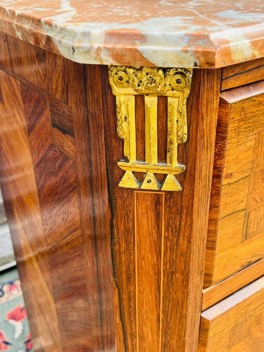 Small Chest Of Drawers In Marquetry From The Napoleon III Period-photo-3