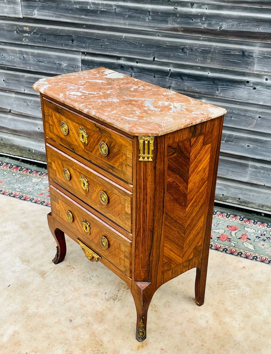 Small Chest Of Drawers In Marquetry From The Napoleon III Period-photo-4