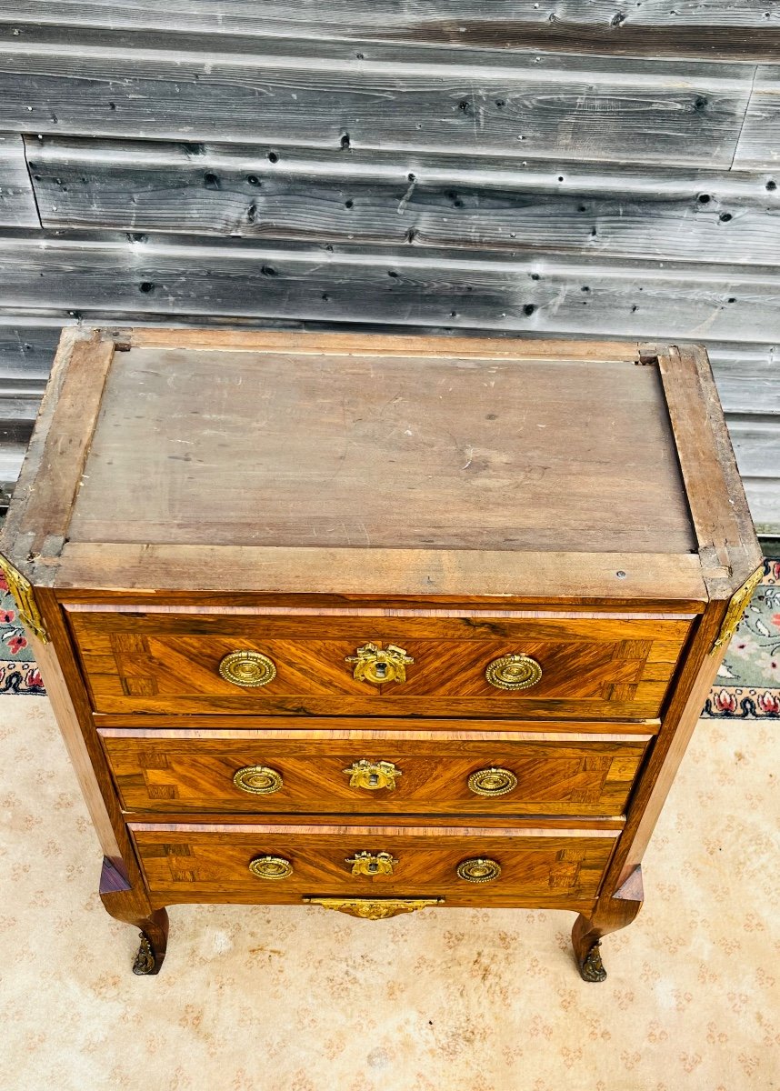 Small Chest Of Drawers In Marquetry From The Napoleon III Period-photo-5