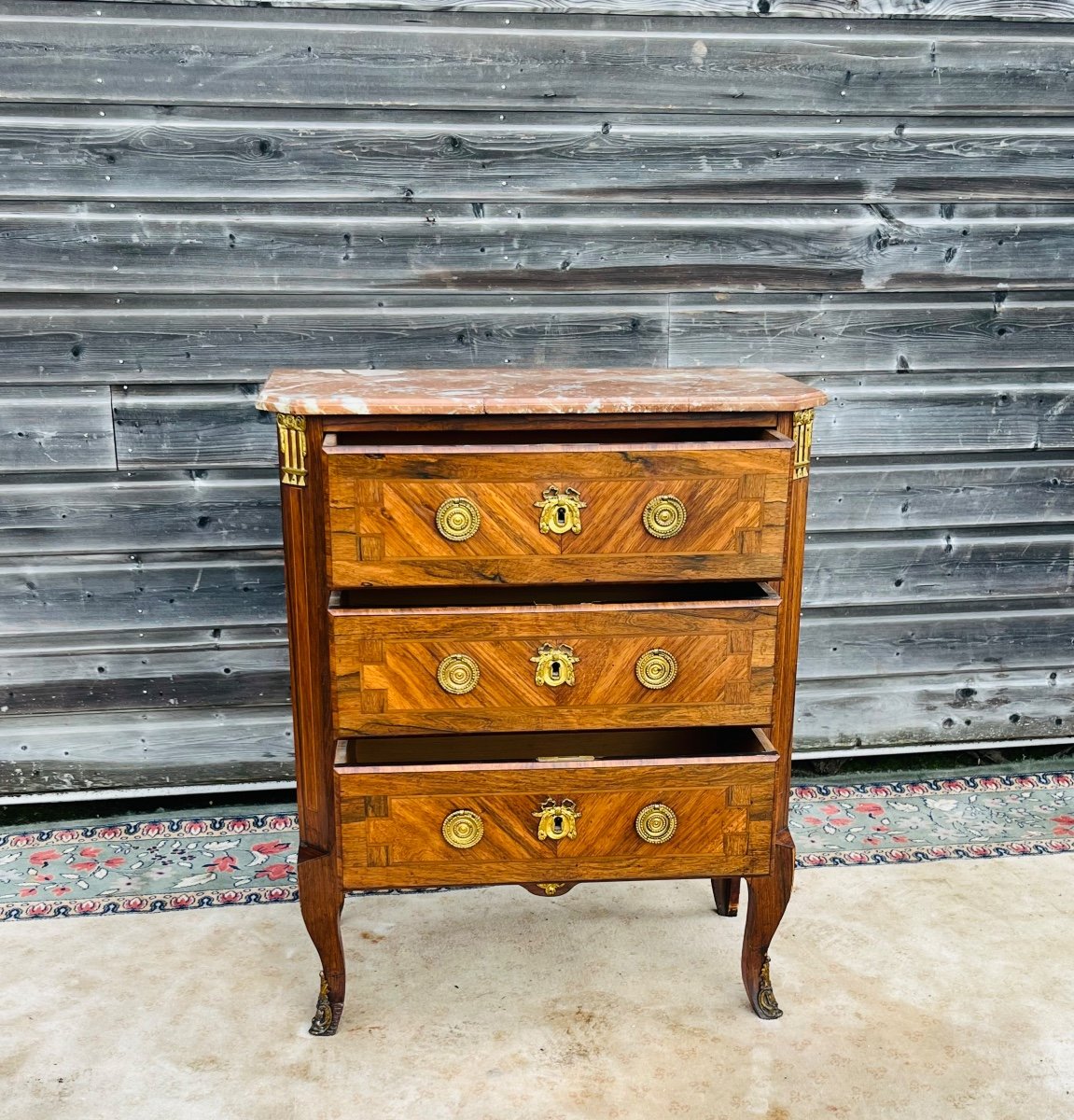 Small Chest Of Drawers In Marquetry From The Napoleon III Period-photo-6