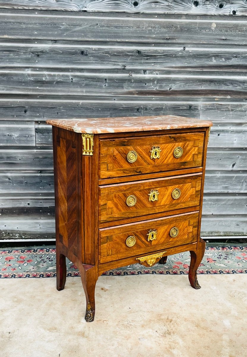 Small Chest Of Drawers In Marquetry From The Napoleon III Period-photo-7