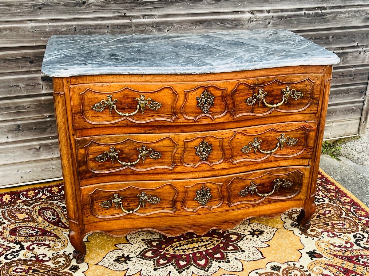 Commode galbée provençale en noyer d’époque louis XV -photo-3