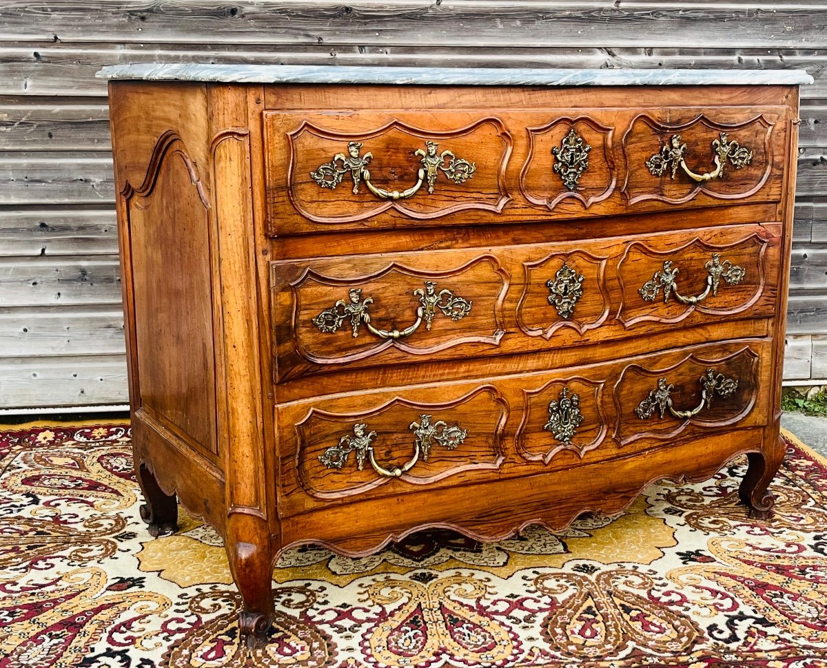 Commode galbée provençale en noyer d’époque louis XV -photo-6