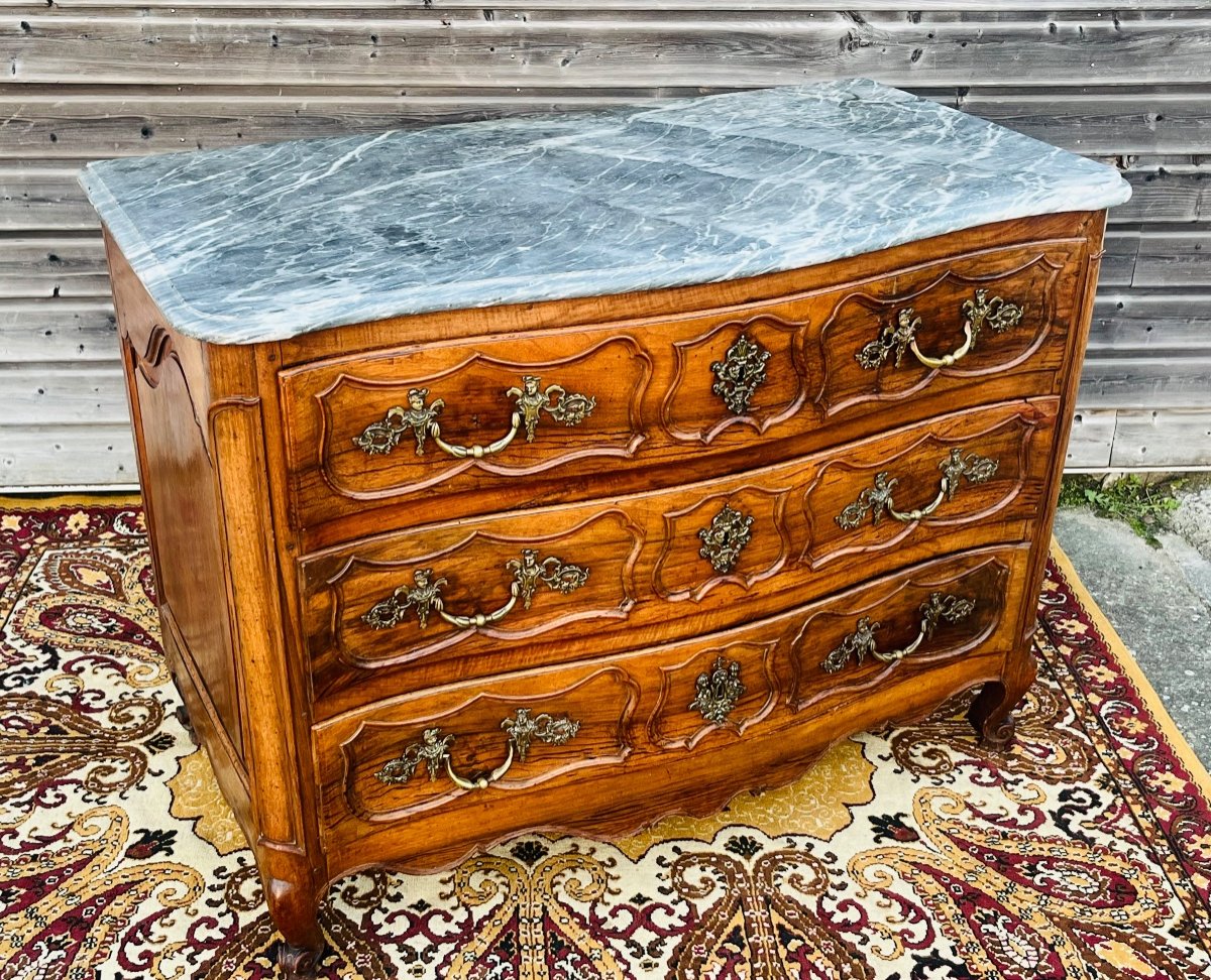 Commode galbée provençale en noyer d’époque louis XV -photo-7