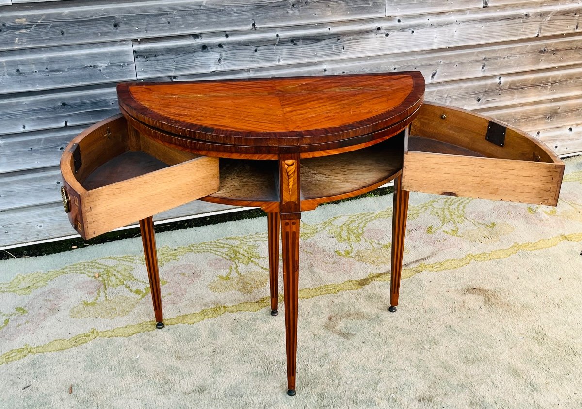 Half-moon Table In Louis XVI Marquetry-photo-4