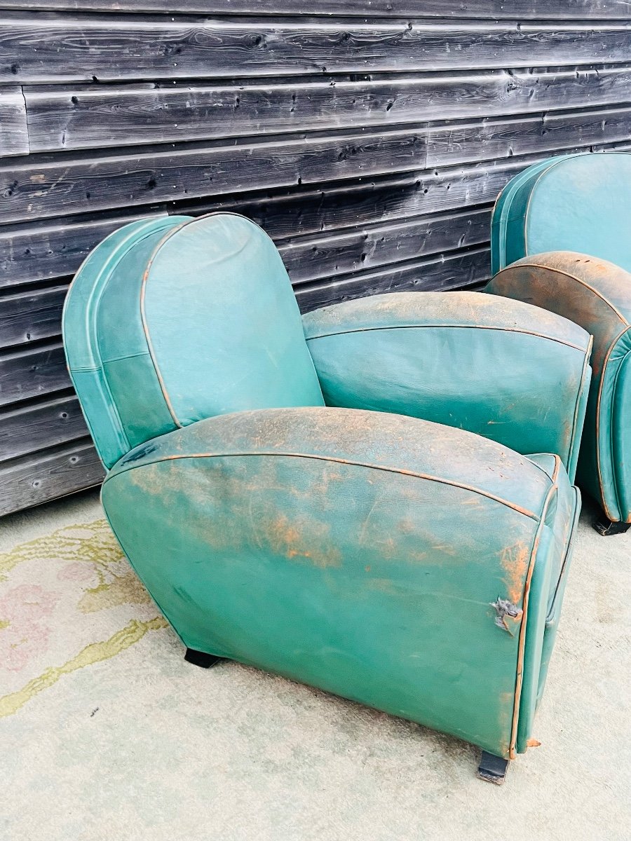 Pair Of Art Deco Leather Club Armchairs-photo-1