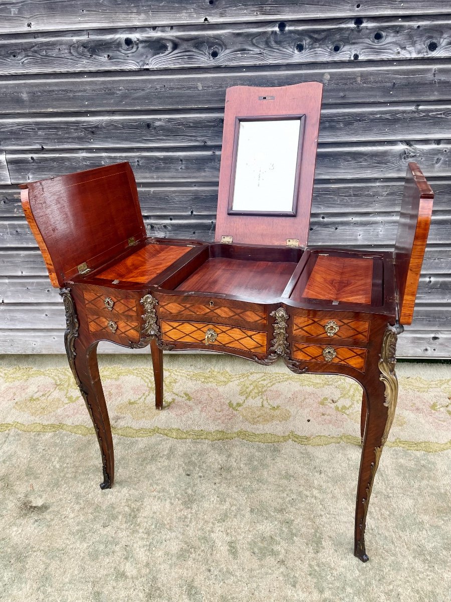 Louis XV Dressing Table In Marquetry-photo-1