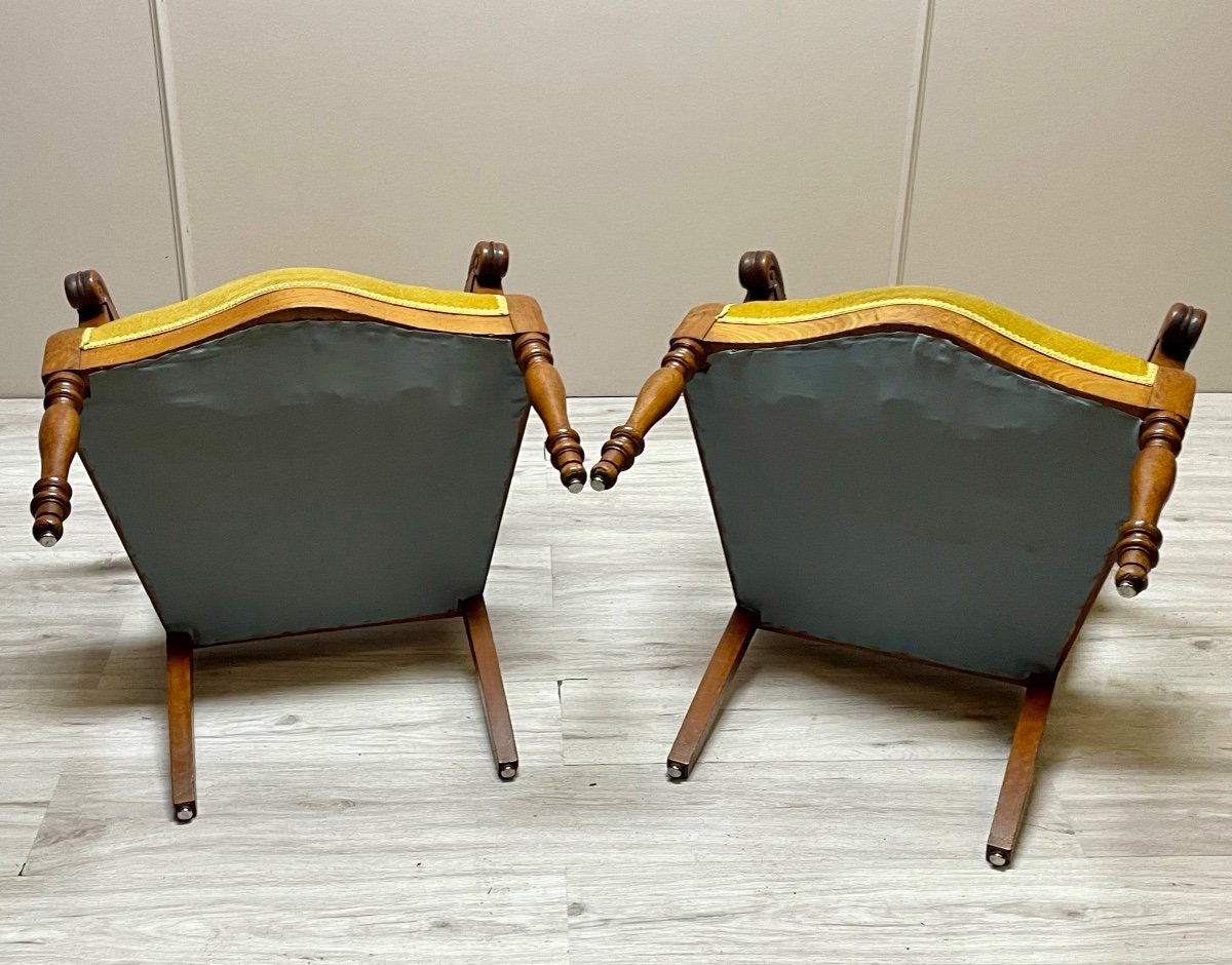 Pair Of Cherrywood Armchairs From The Restoration Period-photo-2